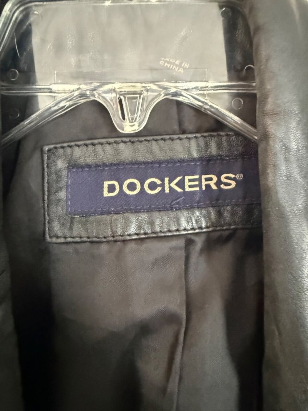 Vintage Dockers Black Leather Button Down Jacket Blazer Coat NO Buttons Women Sm - Picture 3 of 6